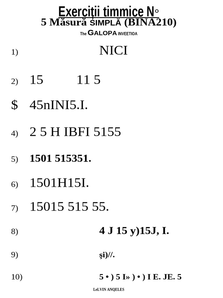 Exerciții Ritmice - Silabe Ritmice N.5 | PDF