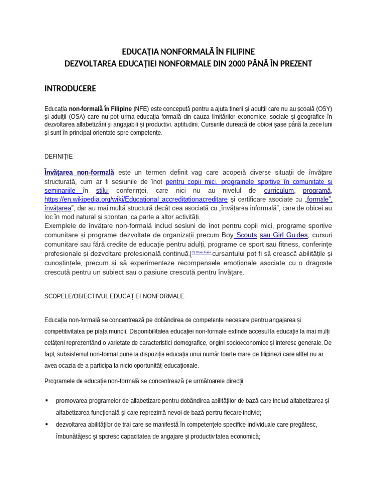 Non Formal Education in The Philippines | PDF