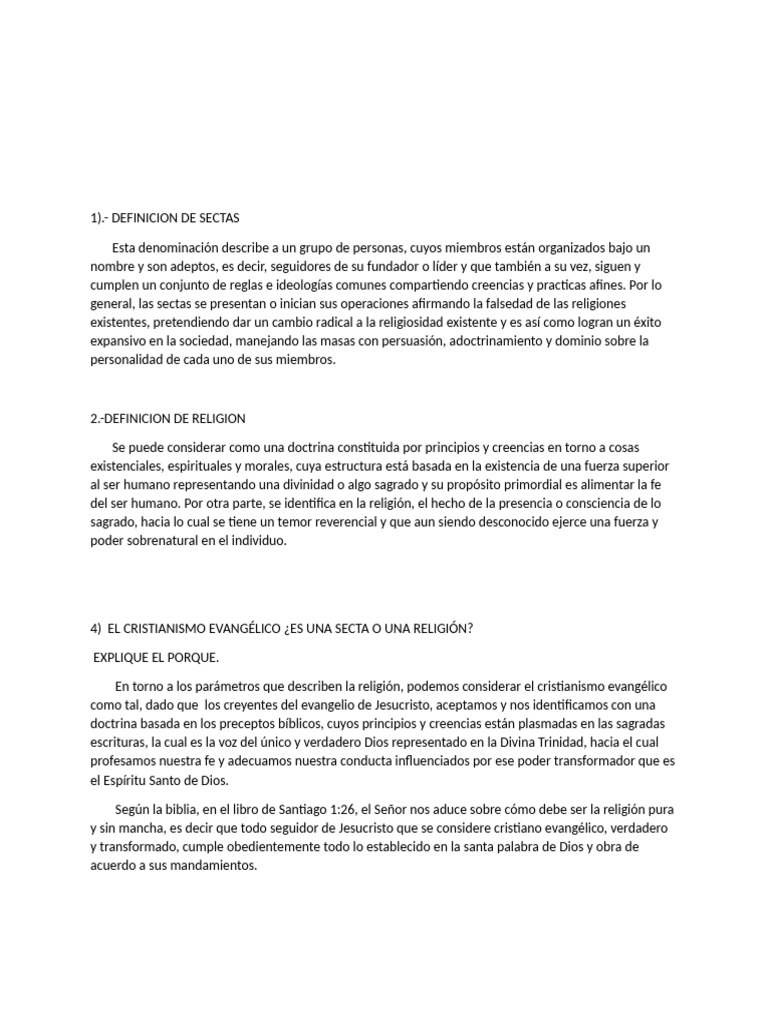 Sectas y Religiones: Definiciones y Comparaciones | PDF | Confirmación ...