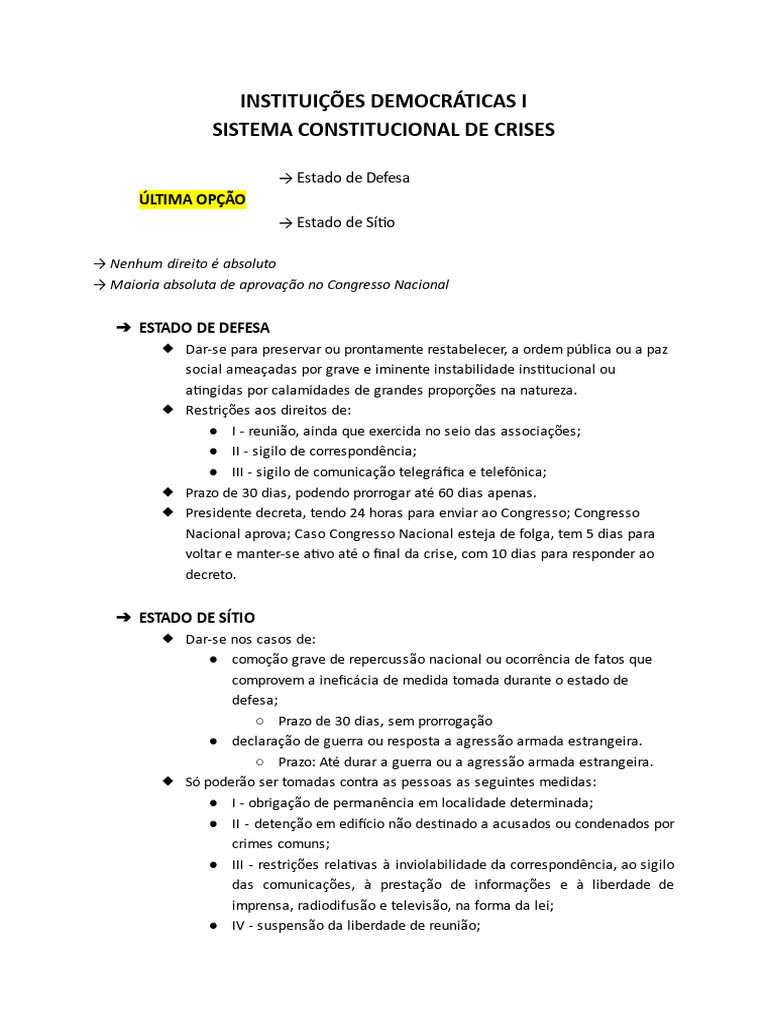 Sistema Constitucional de Crises | PDF | Governo | Justiça