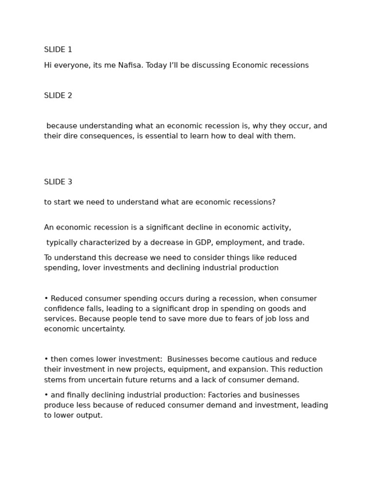Economic Recessions Research Project Debate July 12 | PDF | Recession ...