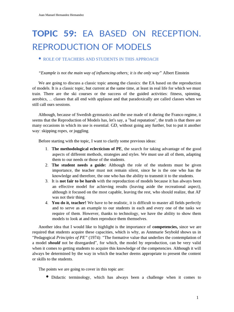 Theme 59. The E-A Based On Reception. | PDF | Teachers | Curriculum