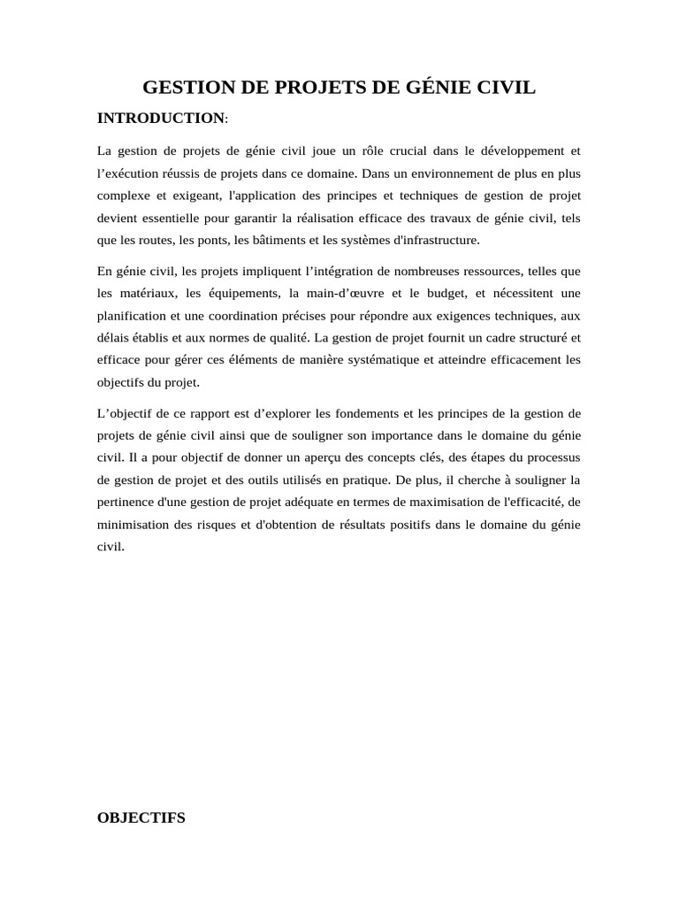 Gestion de projets en génie civil | PDF | Gestion de projet | Risque