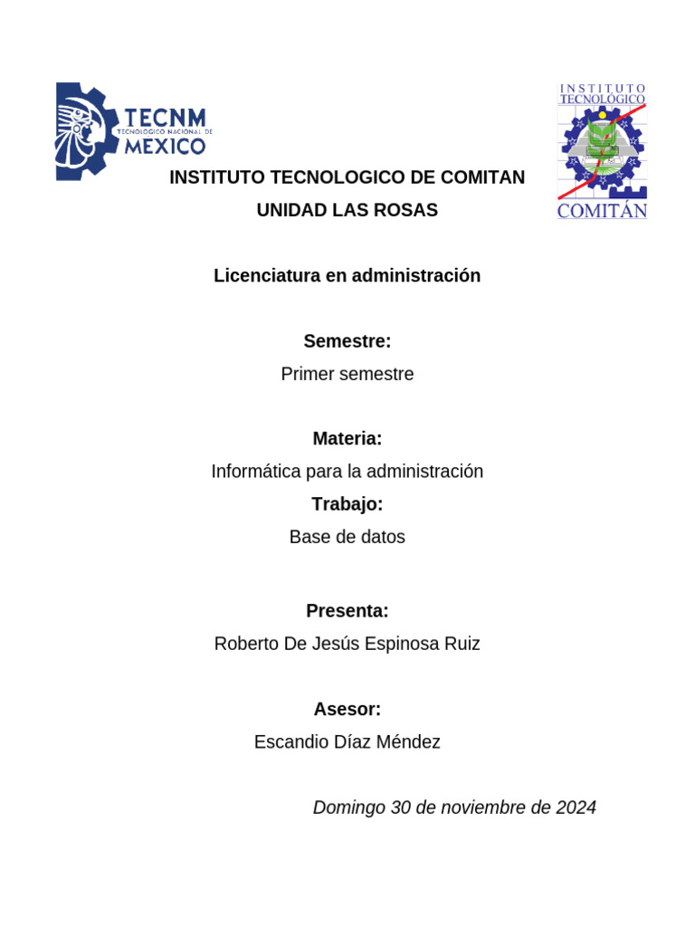 Base de Datos Informatica para La Administración | PDF | Bases de datos ...