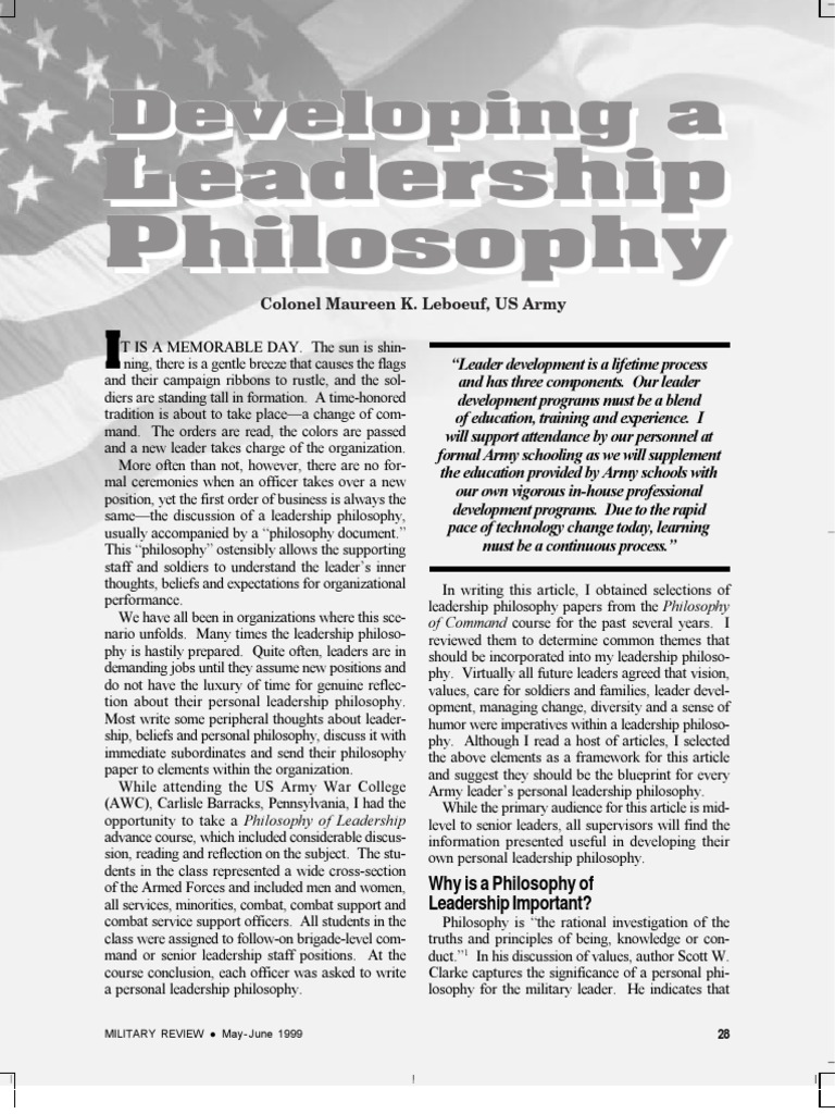 Army Leadership Philosophy Examples TRIDENT Refit Facility