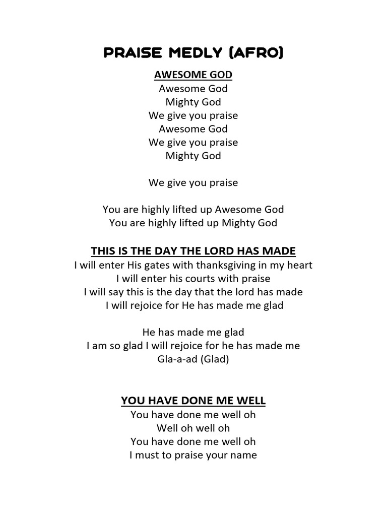 Praise Medley Lyrics Compilation | PDF | Abrahamic Religions ...