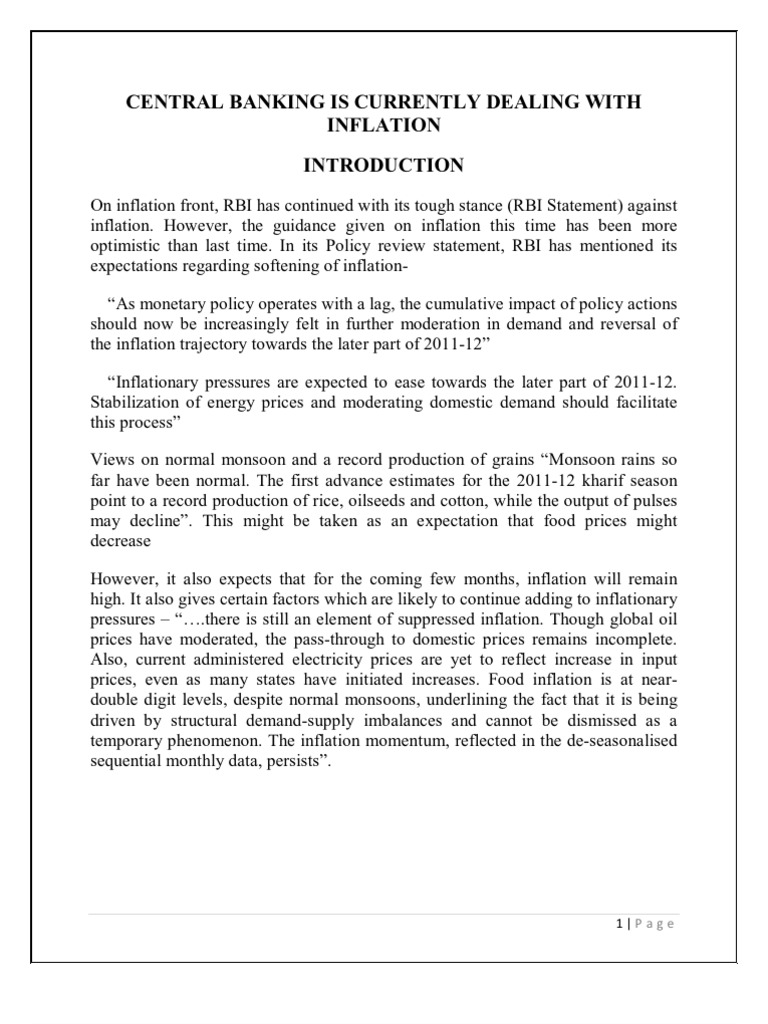 Role of Rbi in Controlling Inflation | PDF | Monetary Policy | Fiscal ...