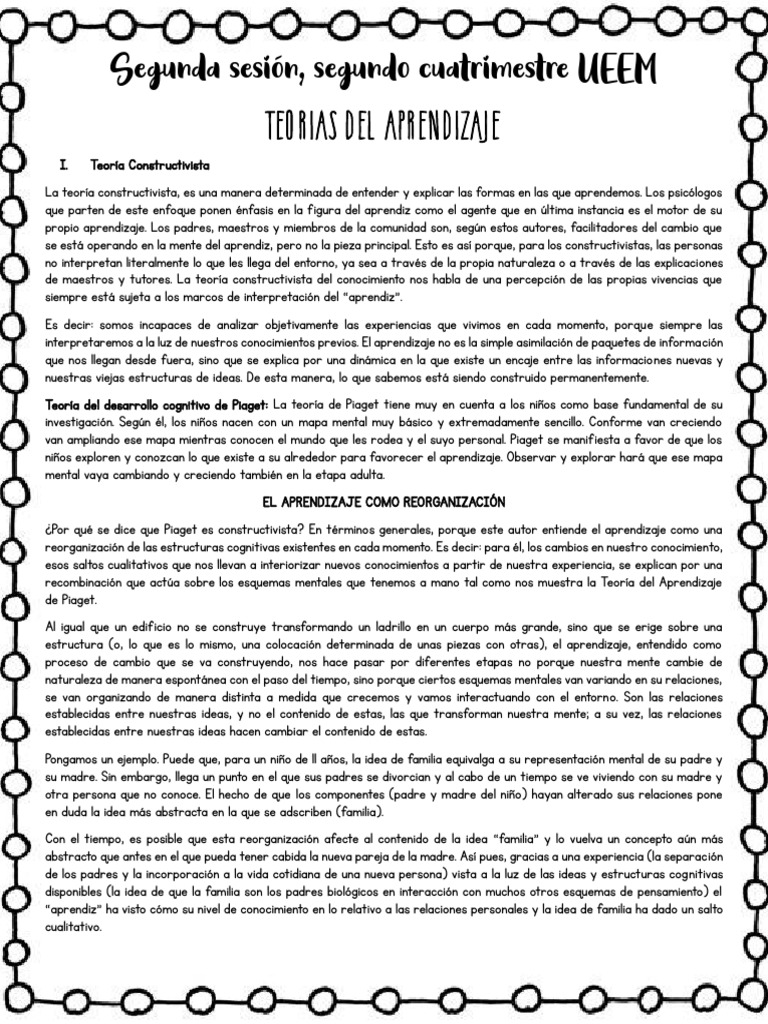 Teoría Constructivista de Piaget | PDF | Aprendizaje | Mente