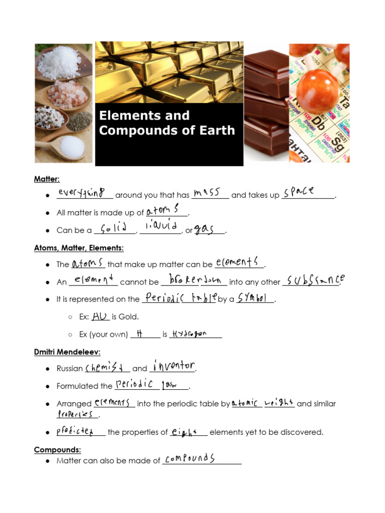 Elements, Compounds, Molecules, and Mixtures Notes | PDF | Chemical ...