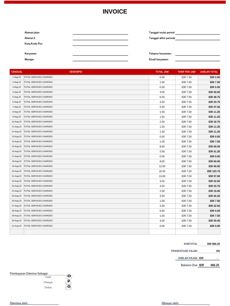 August 2022 Invoice and Task Checklist | PDF