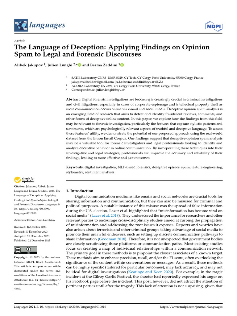 The Language of Deception App | PDF | Linguistics | Semantics