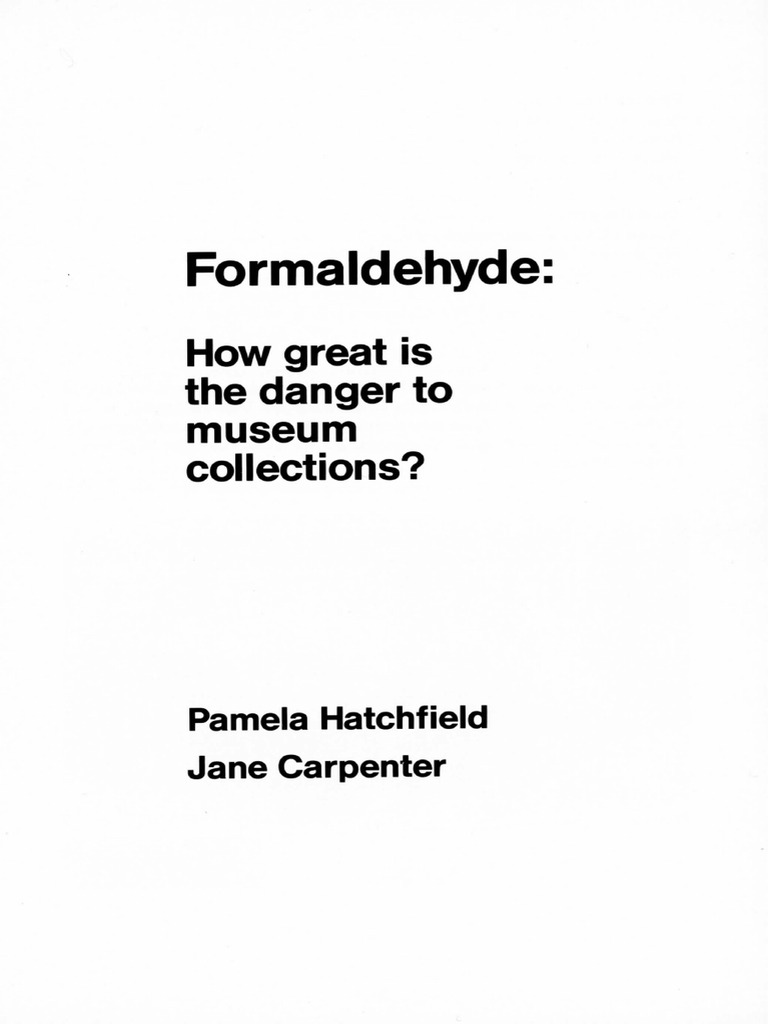 Formaldehyde Hatchfield Carpenter | PDF