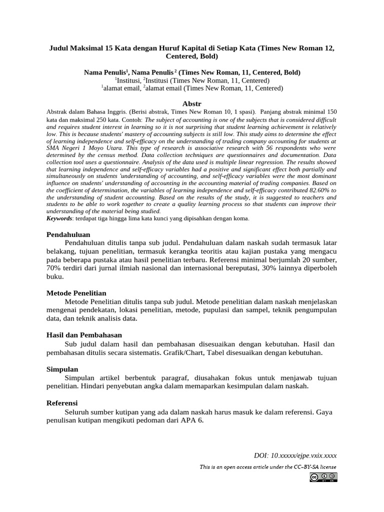 Template Jurnal Sinta 4 untuk Penelitian | PDF