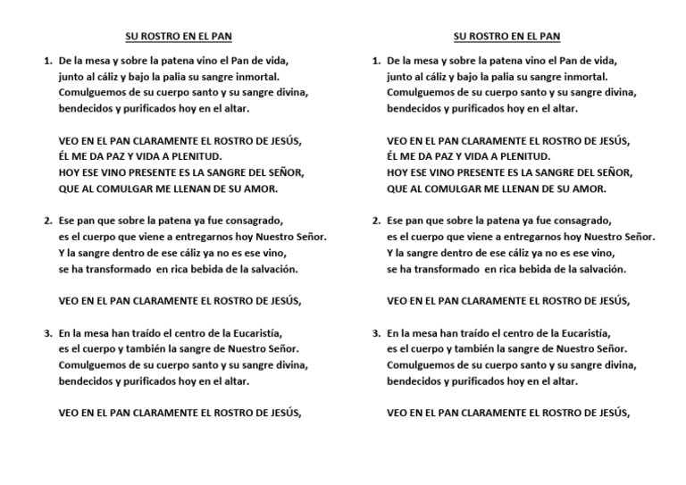 Su rostro en el pan: letra y significado | PDF