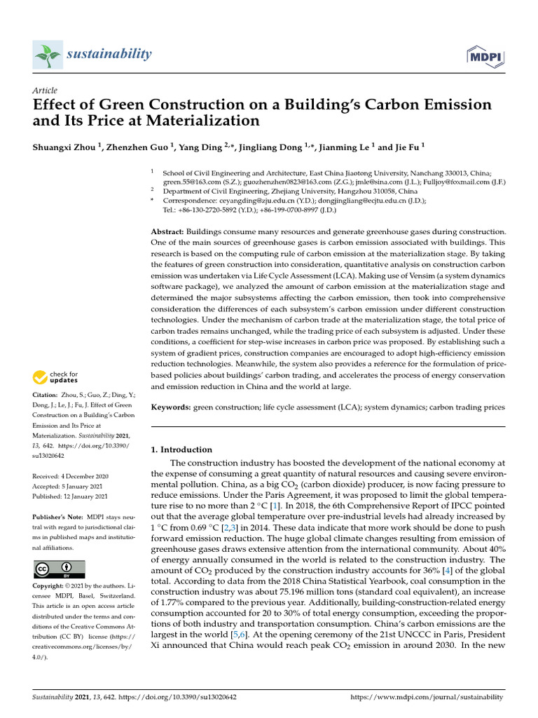 sustainability-13-00642 | PDF | Life Cycle Assessment | Green Building
