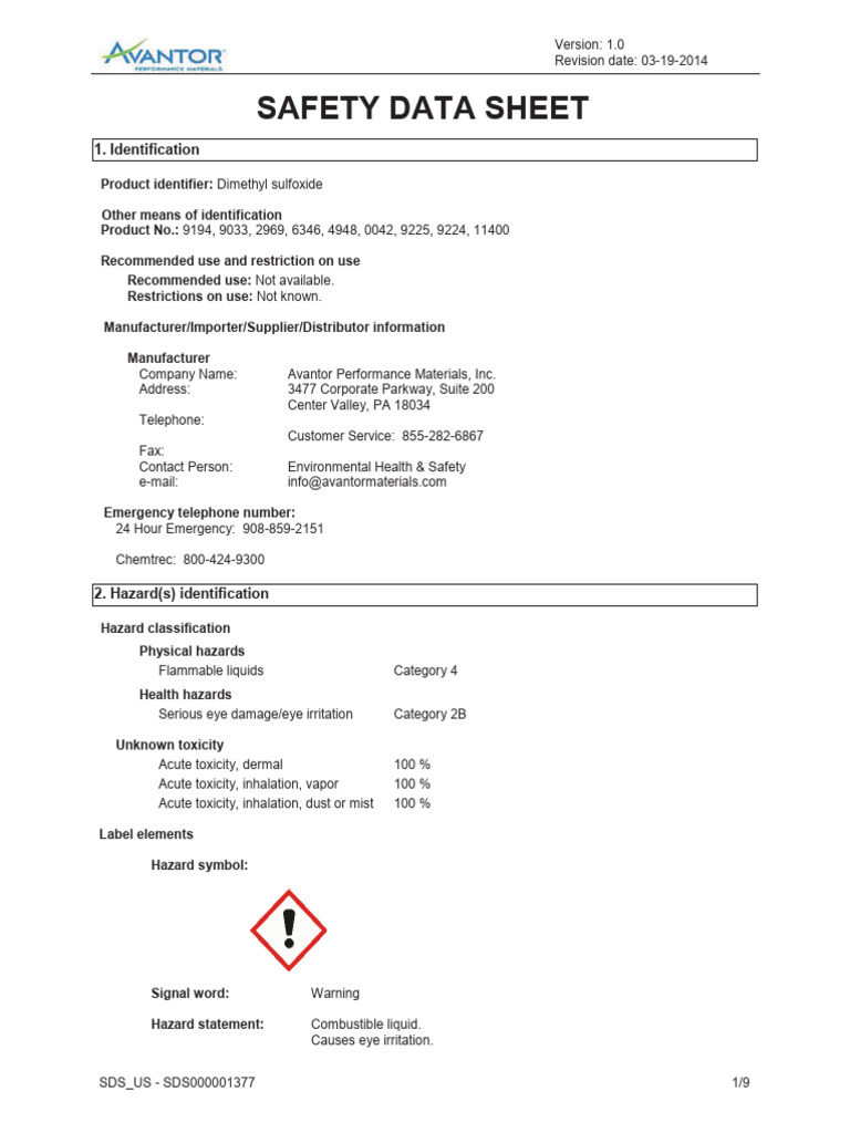 Flammability of Dimethyl Sulfoxide | PDF | Toxicity | Personal ...