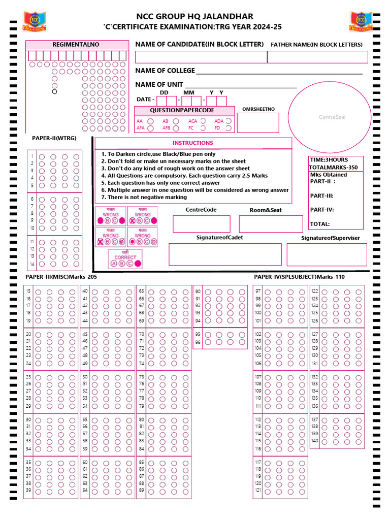 Omr Sheet Final 29 Jan PDF Finl | PDF | Optical Character Recognition