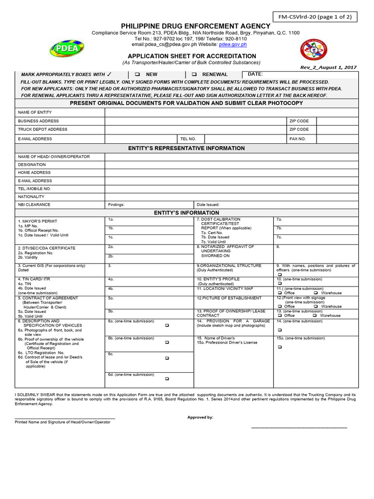 PDEA Accreditation Application Form | PDF