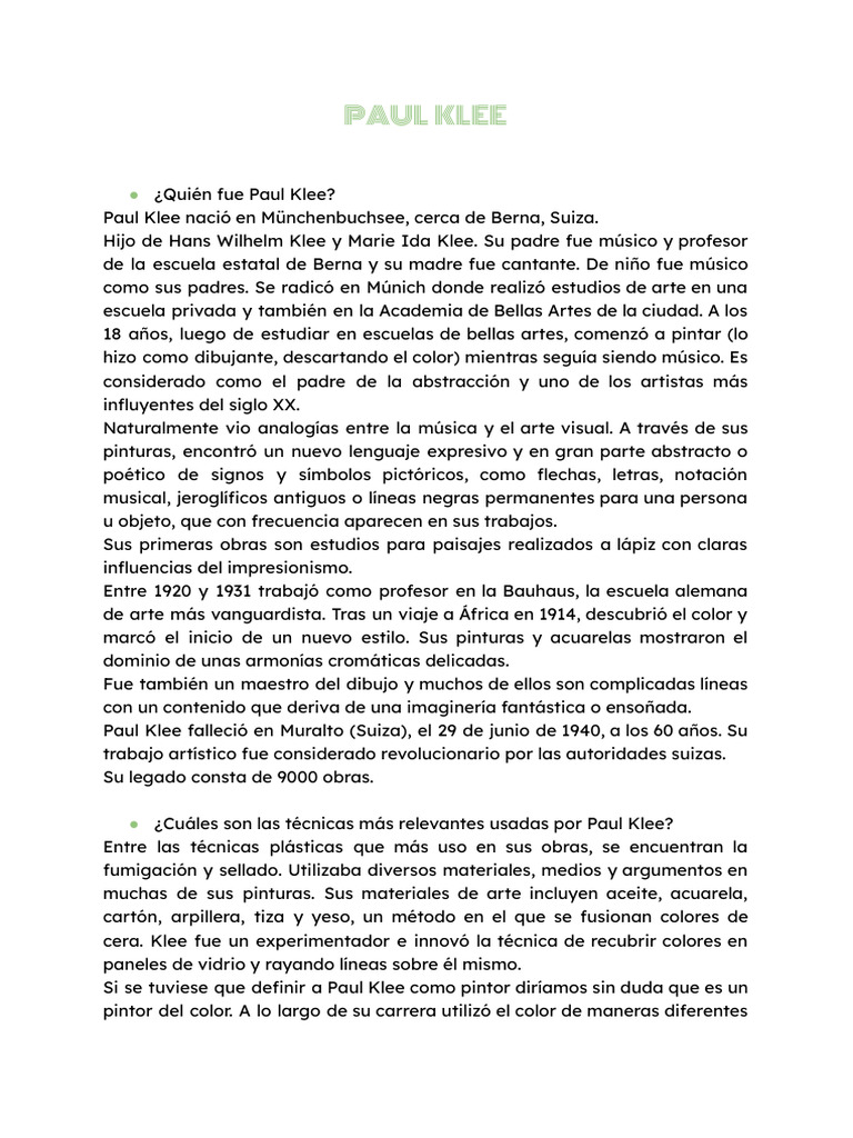 Paul Klee | PDF | Las artes