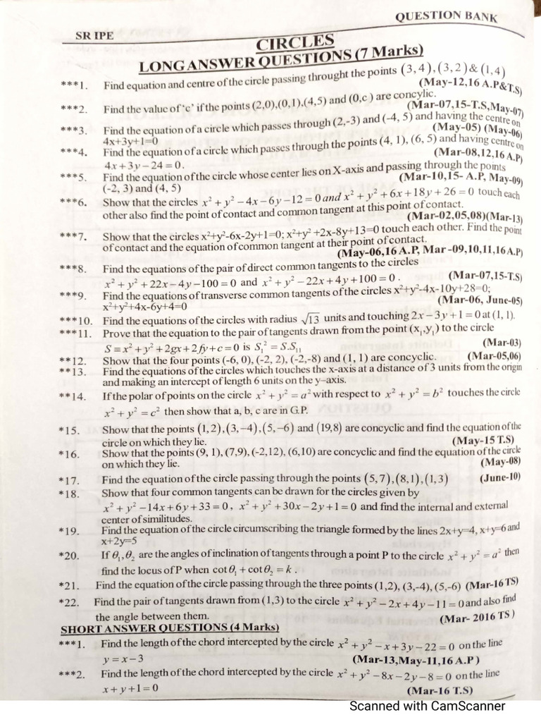 Maths - 2B Question Bank | PDF