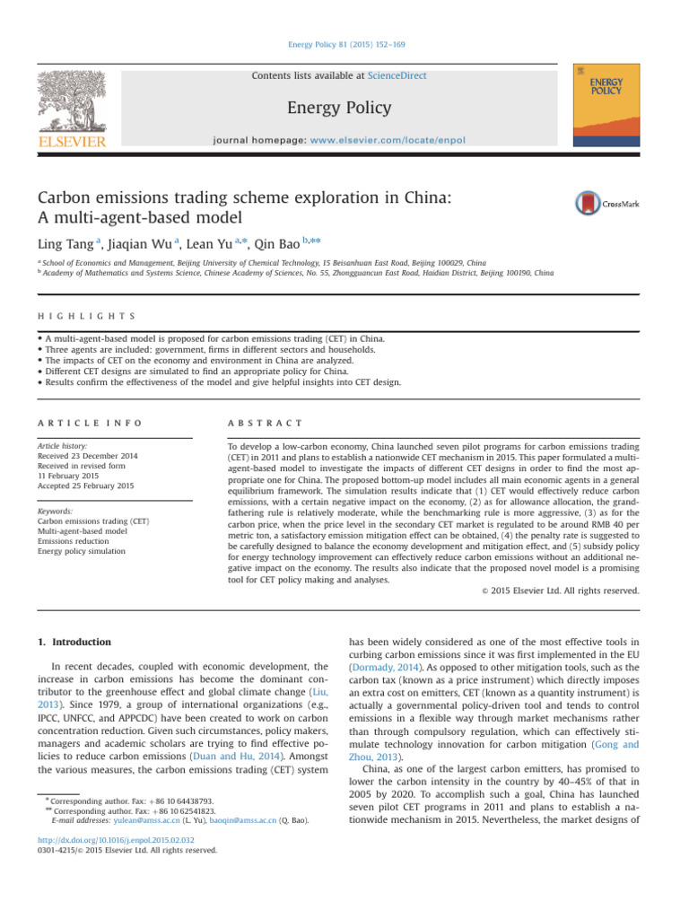 China Carbon Emissions Trading Model | PDF | Climate Change Mitigation ...
