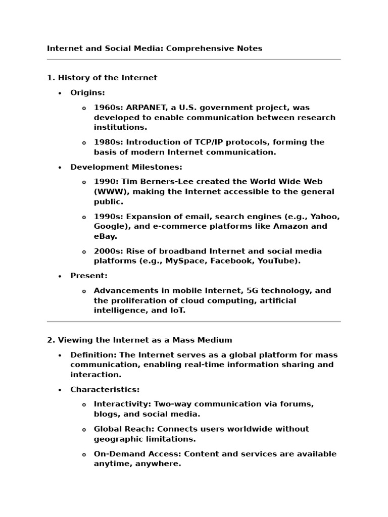 Internet and Social Media Overview | PDF | Internet | Social Media
