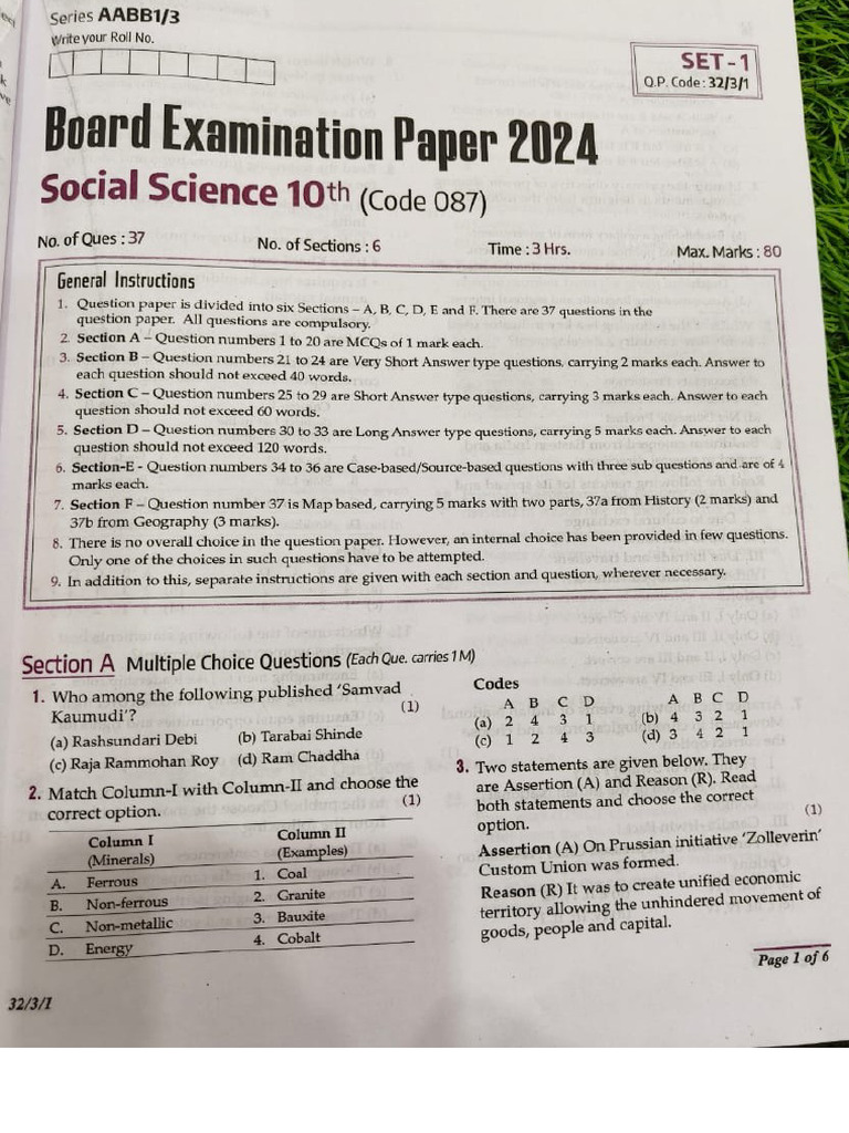 Social Science Sample Paper | PDF