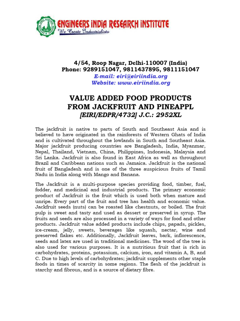 Jackfruit Value-Added Products Report | PDF | Vegan Cuisine