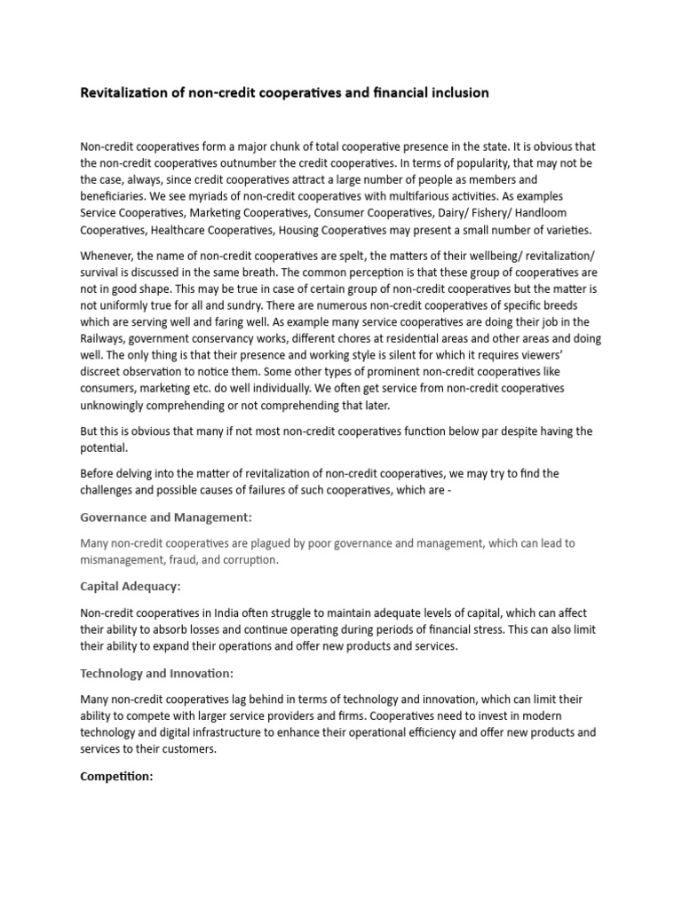 Revitalizing Non-Credit Cooperatives | PDF | Cooperative | Business