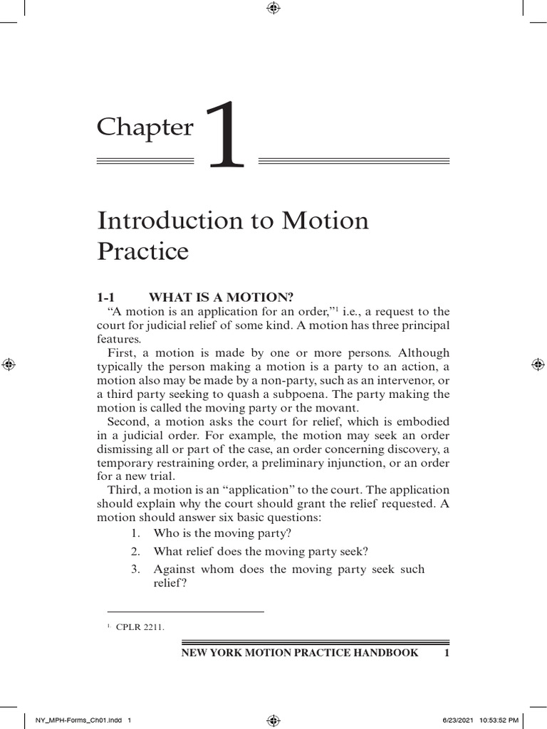 New York Motion Practice Overview | PDF | Summary Judgment | Discovery ...