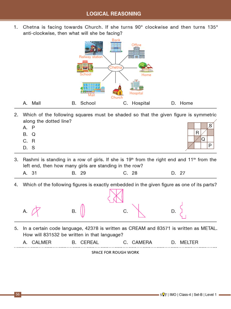 Class 4 IMO Set B Level 1 Questions | PDF