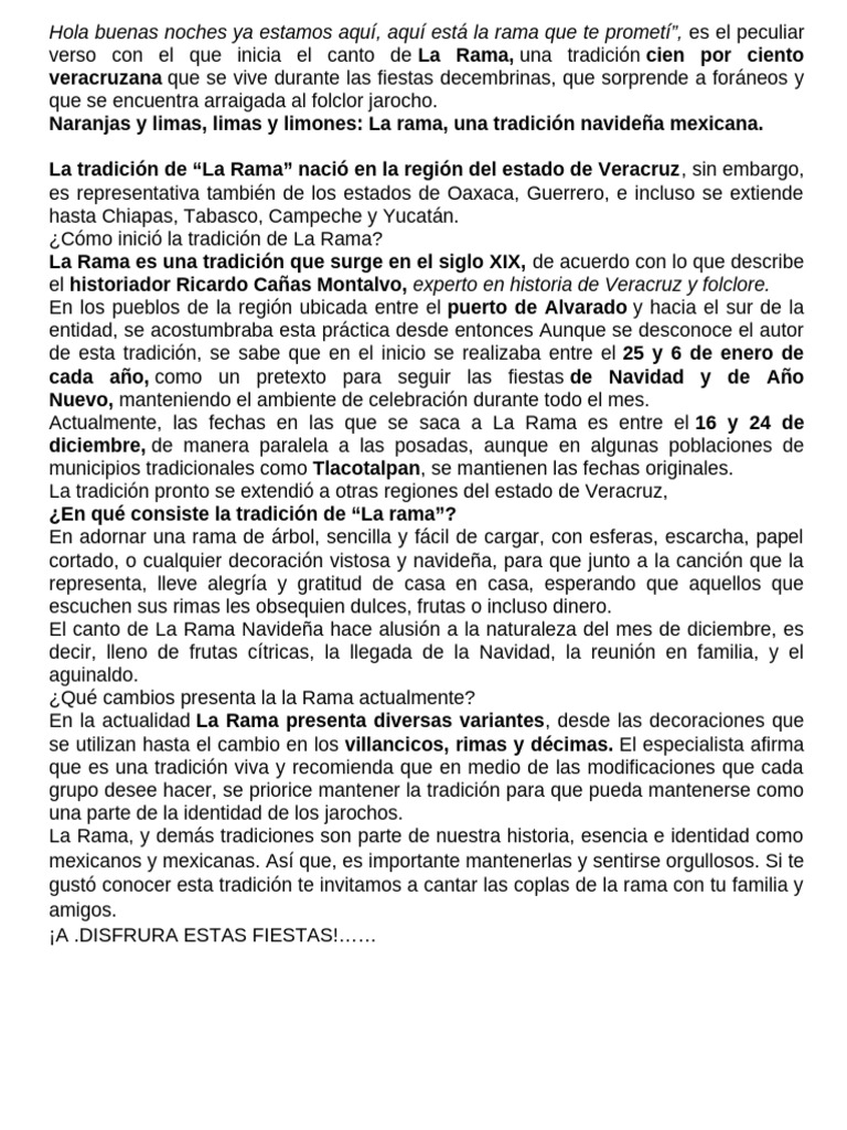 La Rama: Tradición Navideña Veracruzana | PDF | Tradiciones navideñas ...