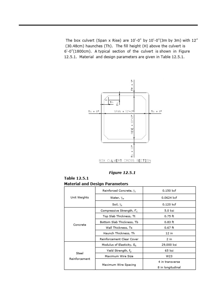Box Culvert Design Parameters and Loads | PDF | Pressure | Weight