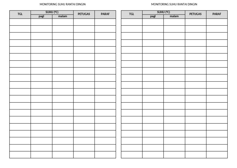 Form Monitoring Suhu Rantai Dingin | PDF