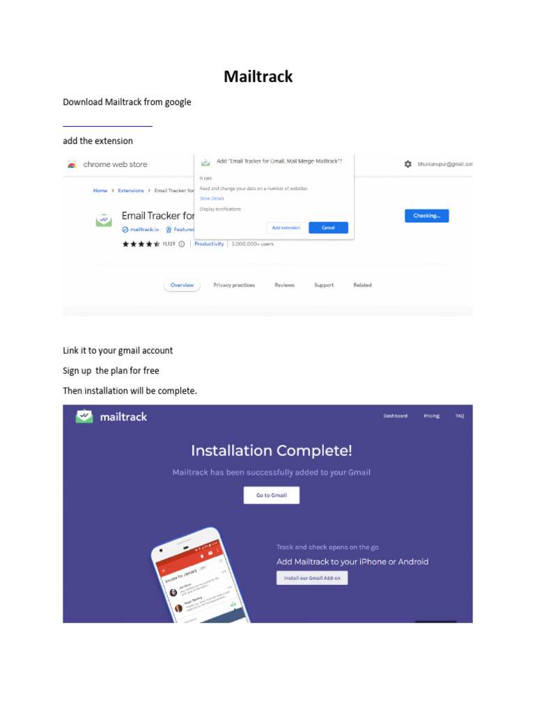 Mailtrack Extension Installation Guide | PDF