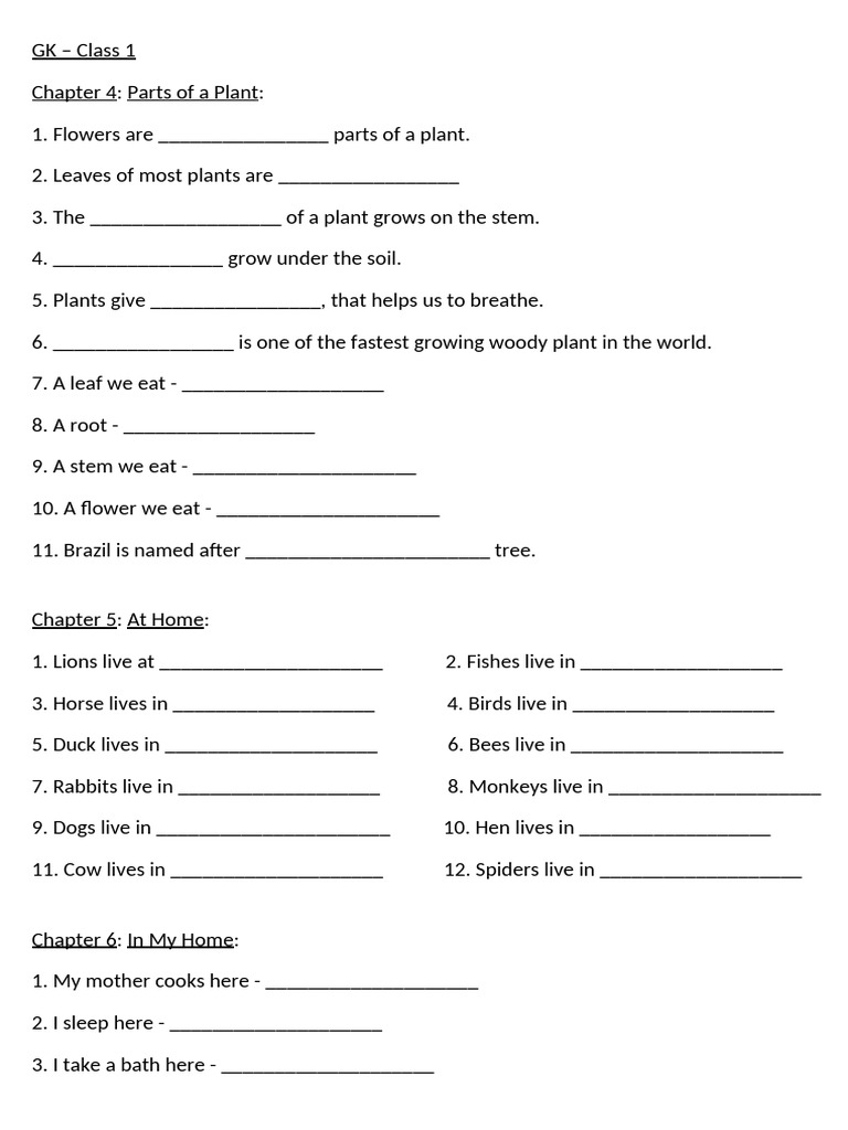 Gk Class 1 Pdf Plants Fruit