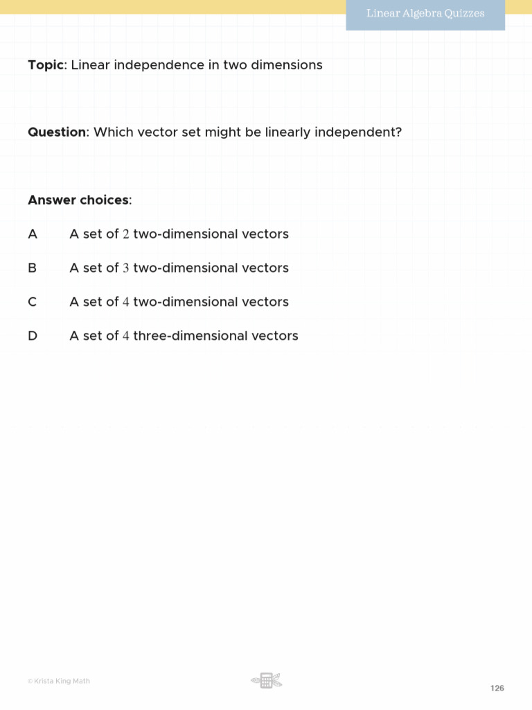 Linear Independence in Two Dimensions | PDF | Vector Space ...