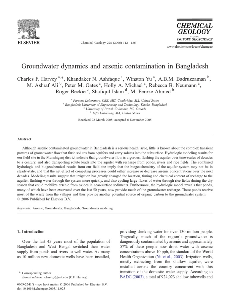 Groundwater Dynamics and Arsenic Contamination in Bangladesh | PDF ...