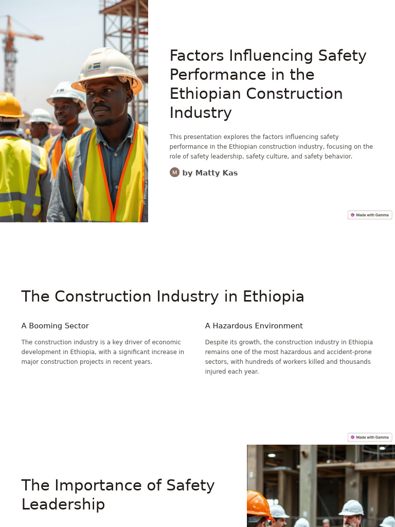 Safety Performance in Ethiopian Construction | PDF | Safety | Leadership