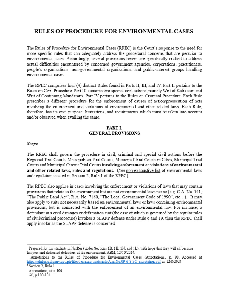 RPEC Notes NatRes2024 | PDF | Mandamus | Lawsuit