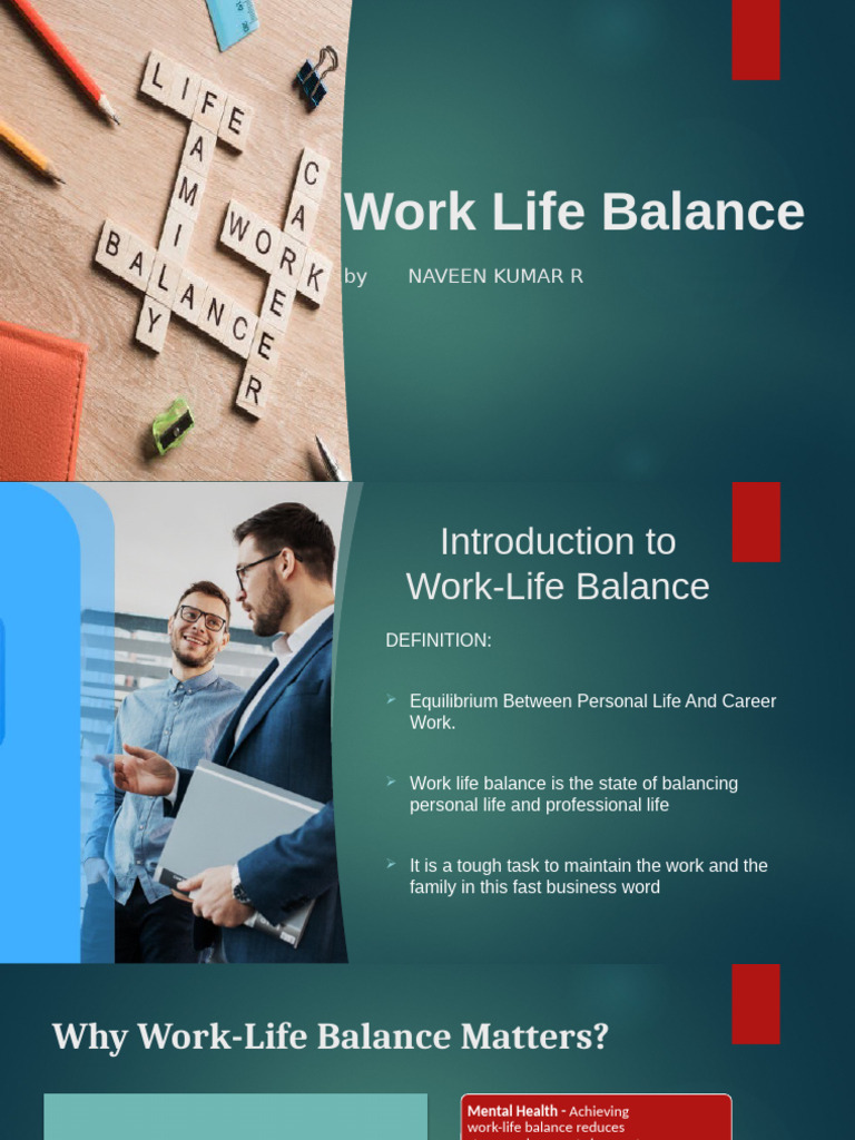 PPT- Work Life Balance - Naveen | PDF | Occupational Burnout | Work ...
