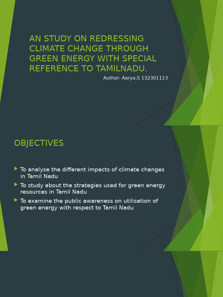 Climate Change and Green Energy in Tamil Nadu | PDF