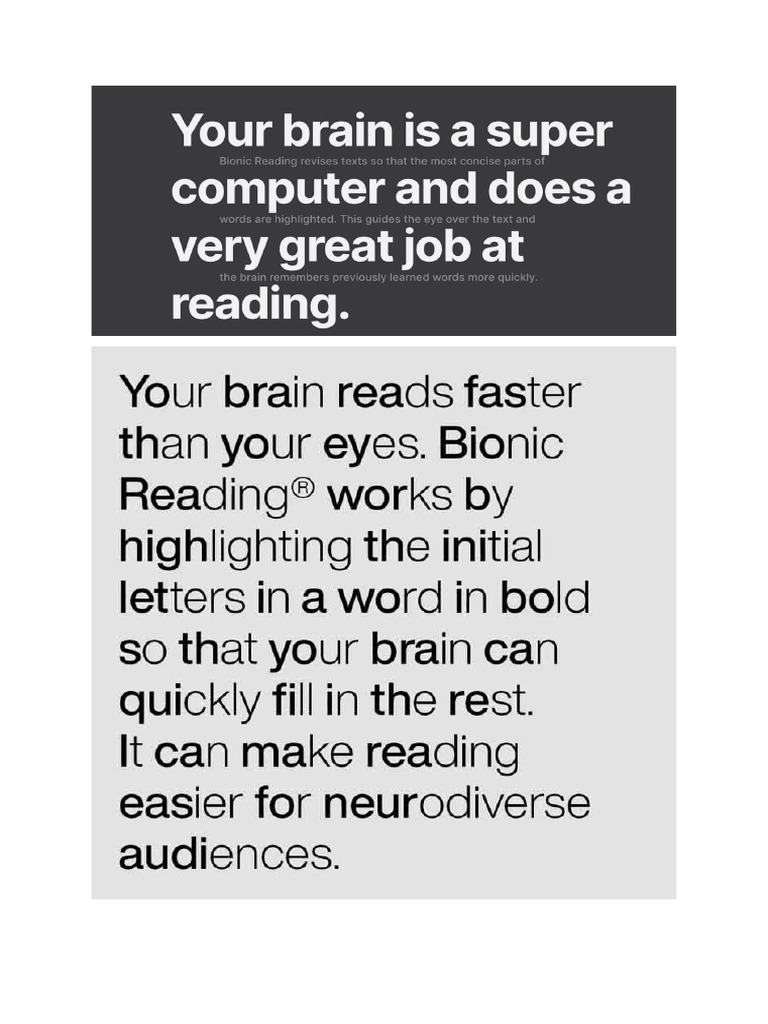 Bionic Reading Theory | PDF