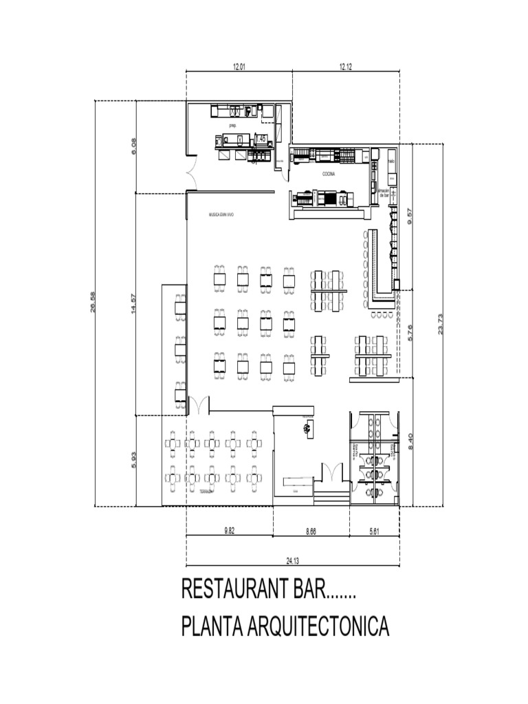 Planta arquitectónica de restaurante bar | PDF