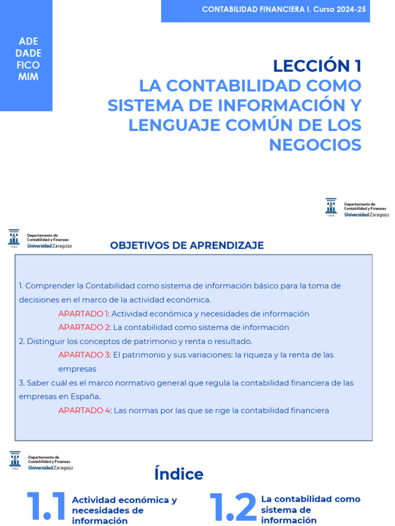 Tema 1 La Contabilidad Como Sistema de Información 24-25 | PDF ...