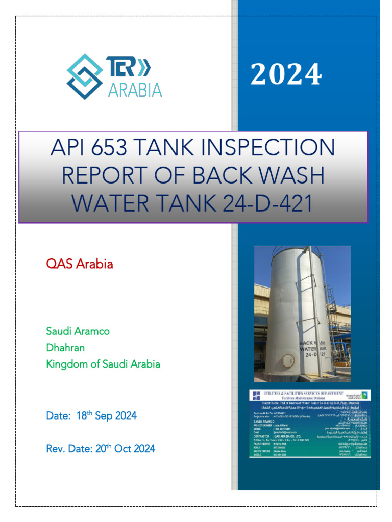 API 653 Inspection Report for Tank 24-D-421 | PDF | Leak | Valve