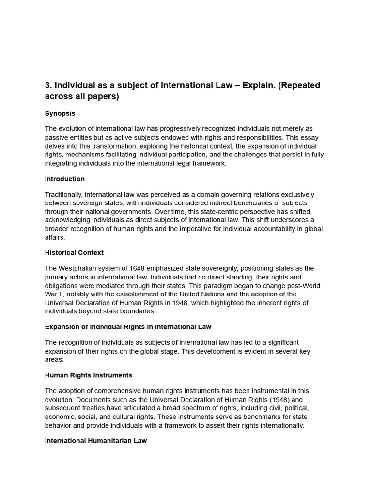 PIL UNIT 1 | PDF | International Law | Treaty