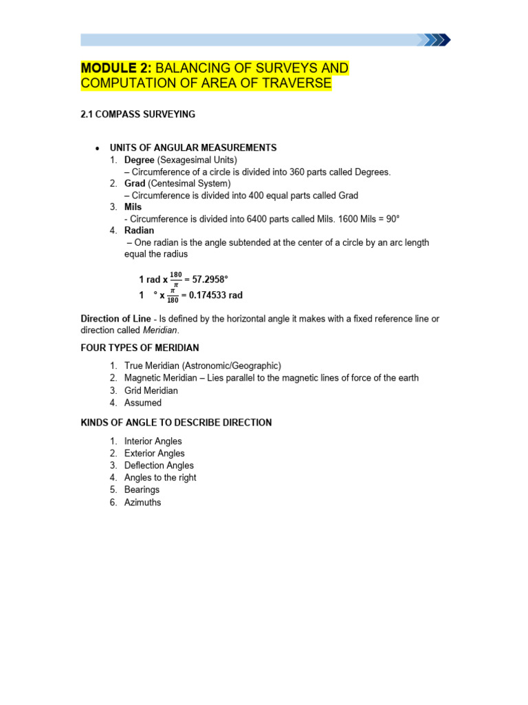 Compass and Traverse Surveying Techniques | PDF | Angle | Geometric ...