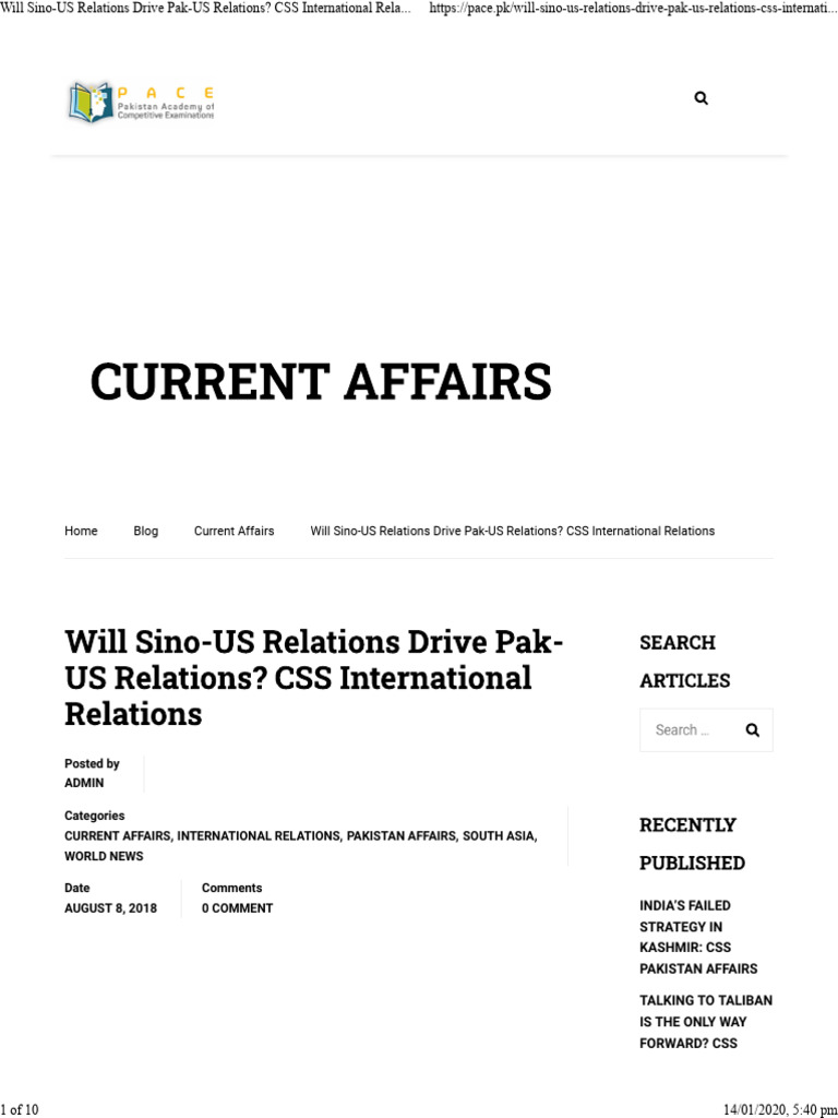 Will Sino-US Relations Drive Pak-US Relations | PDF | Pakistan | Osama ...