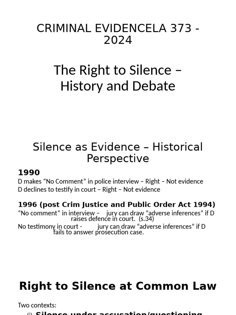 Right to Silence: Historical Overview | PDF | Right To Silence ...